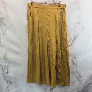 Anthropologie Pants Womens XS Yellow High Rise Wide Leg Lilka Satin Crepe